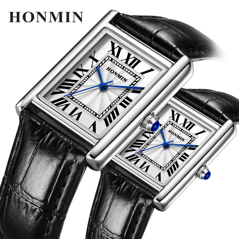 Couple watch belt men's women's watch simple square student watch waterproof quartz watch fashion pair watch