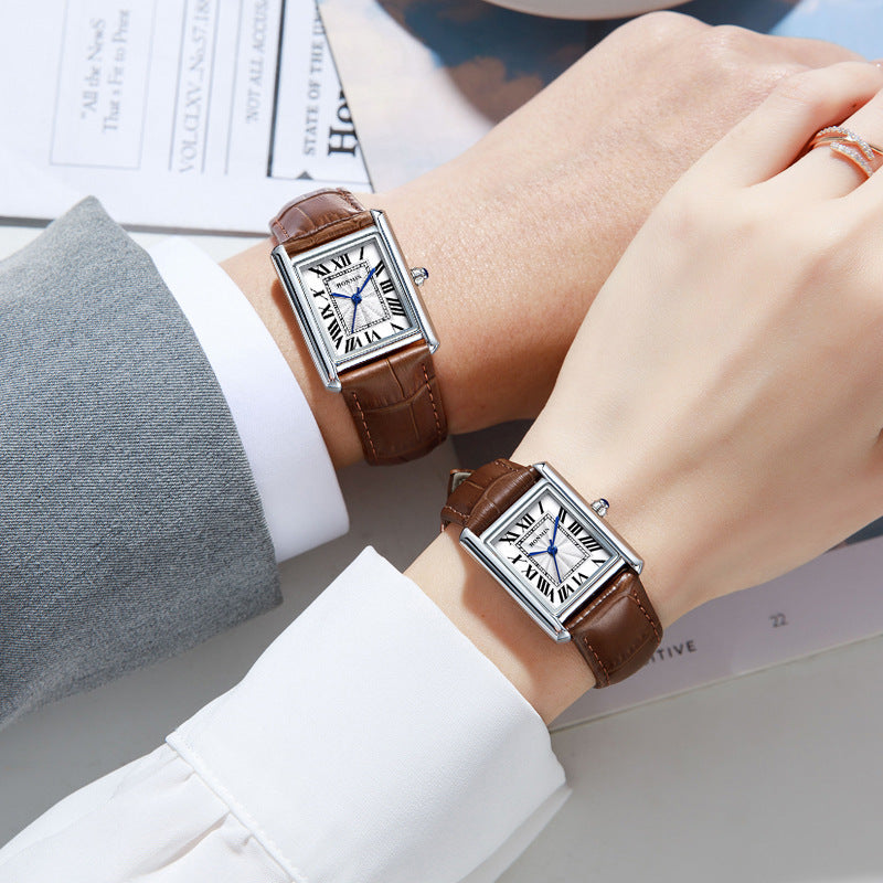 Couple watch belt men's women's watch simple square student watch waterproof quartz watch fashion pair watch